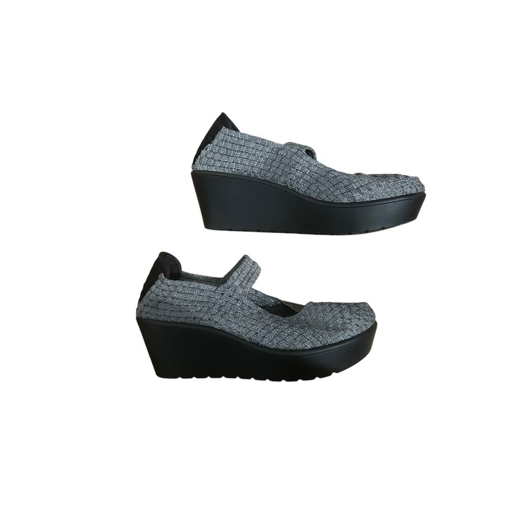 STEVEN by Steve Madden Silver Woven Wedge Shoes 6.5